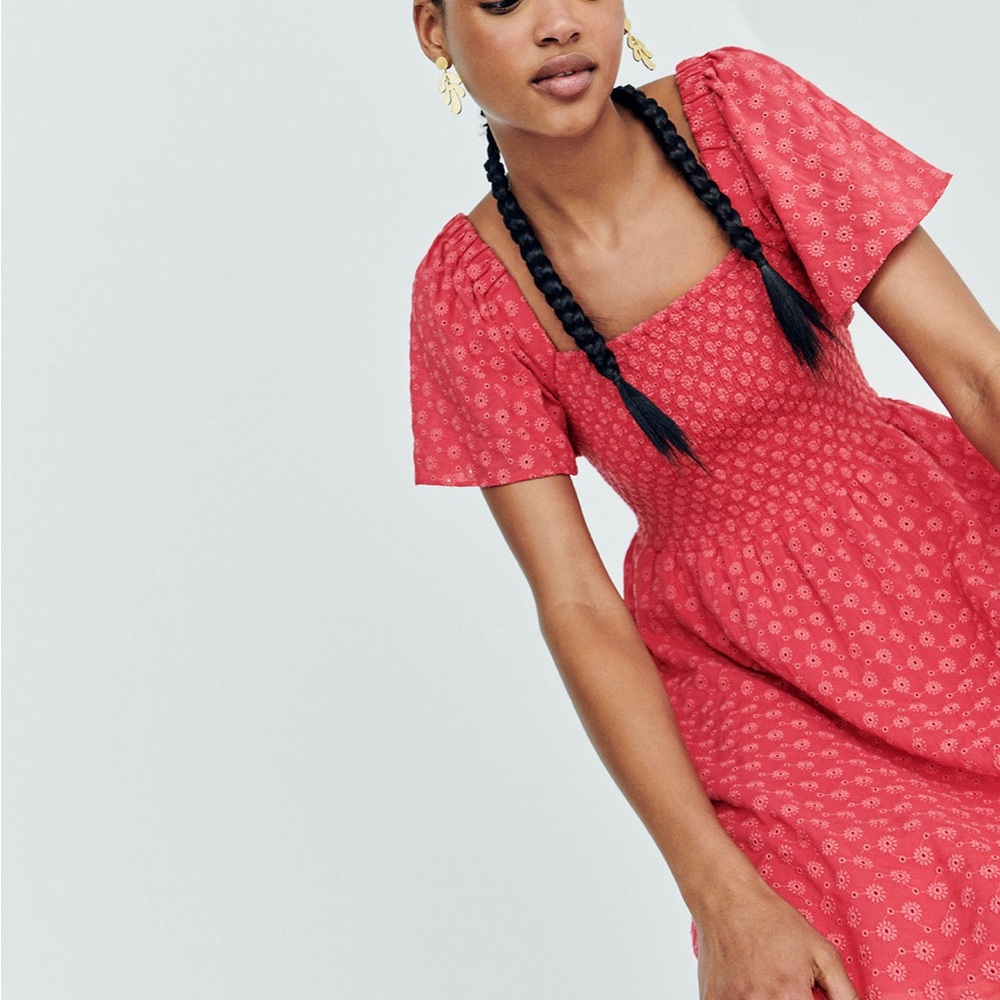 Madewell Eyelet Lucie Smocked Mini Dress